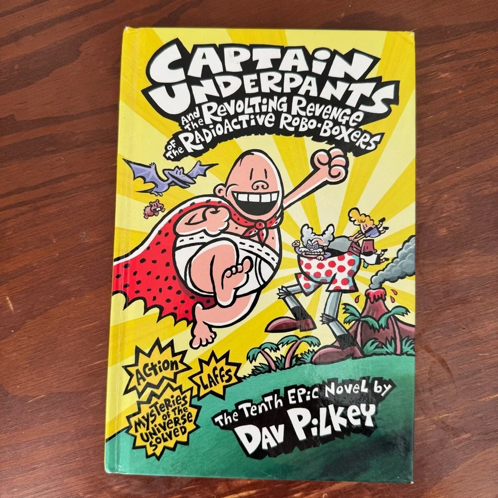 2 Captain Underpants hardcover books by Dav Pilkey. Tyrannical Revolting Revenge